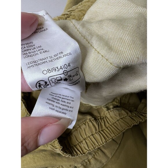 Anthropologie Pilcro Pants Womens Medium Gold Izzie Pull On Barrel Leg Relaxed - Picture 12 of 12